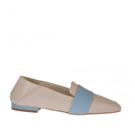 Mocassino da donna in pelle rosa e blu con tallone pieghevole tacco 1 - Misure disponibili: 34, 46