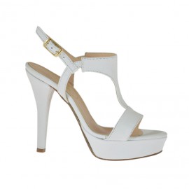 Sandalia para mujer en piel blanca con plataforma y tacon 10 - Tallas disponibles:  42