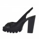 Sandalo da donna in pelle nera tacco 10 - Misure disponibili: 32, 33, 42