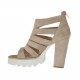 Scarpa da donna aperta in punta con cerniera in camoscio color sabbia tacco 9 - Misure disponibili: 31, 34, 42