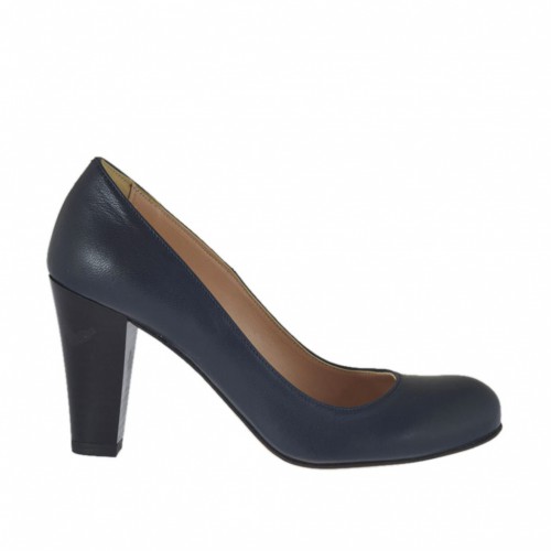 Decolté da donna in pelle blu tacco a cono 7 - Misure disponibili: 43