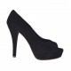 Scarpa da donna aperta in punta in camoscio nero con plateau e tacco 10 - Misure disponibili: 34