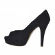 Scarpa da donna aperta in punta in camoscio nero con plateau e tacco 10 - Misure disponibili: 34