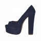 Scarpa da donna aperta con plateau in camoscio blu tacco 13 - Misure disponibili: 31, 42