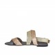 Sandale pour femmes en cuir lamé platine, cuivre et acier talon 1 - Pointures disponibles:  32
