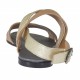Sandale pour femmes en cuir lamé platine, cuivre et acier talon 1 - Pointures disponibles:  32