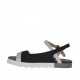 Woman's strap sandal in black suede and silver laminated printed leather wedge heel 2 - Available sizes:  32
