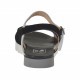 Sandalia para mujer con cinturon en gamuza negra y piel laminada estampada plateada cuña 2 - Tallas disponibles:  32