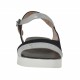Woman's strap sandal in black suede and silver laminated printed leather wedge heel 2 - Available sizes:  32