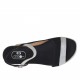 Woman's strap sandal in black suede and silver laminated printed leather wedge heel 2 - Available sizes:  32