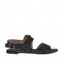 Woman's sandal in black laminated leather heel 1