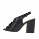 Woman's sandal in black leather with bow in multicolor holographic printed leather heel 8 - Available sizes:  32