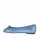 Ballerina da donna con fiocco in pelle laminata stampata azzurra tacco 1 - Misure disponibili: 32, 33, 34