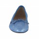 Ballerina da donna con fiocco in pelle laminata stampata azzurra tacco 1 - Misure disponibili: 32, 33, 34