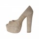 Scarpa da donna aperta con plateau in camoscio beige tacco 13 - Misure disponibili: 42