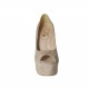 Scarpa da donna aperta con plateau in camoscio beige tacco 13 - Misure disponibili: 42