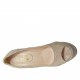 Scarpa da donna aperta con plateau in camoscio beige tacco 13 - Misure disponibili: 42