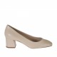 Zapato de salón para mujer con punta cuadrada en piel rosa polvo tacon 5 - Tallas disponibles:  31
