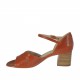 Chaussure ouverte pour femmes en cuir brun avec courroie talon 5 - Pointures disponibles:  32