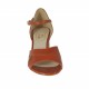 Scarpa aperta da donna con cinturino in pelle color cuoio tacco 5 - Misure disponibili: 32