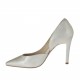 Scarpa da donna aperta al lato in pelle laminata platino tacco 9 - Misure disponibili: 43