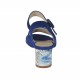 Sandale pour femmes avec courroie en daim bleuet et cuir imprimé beige talon 5 - Pointures disponibles:  46
