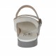 Woman's strap sandal in grey leather and white suede wedge heel 2 - Available sizes:  32