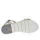 Woman's strap sandal in grey leather and white suede wedge heel 2 - Available sizes:  32