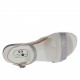 Woman's strap sandal in grey leather and white suede wedge heel 2 - Available sizes:  32
