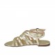 Woman's strap sandal in platinum laminated leather heel 1 - Available sizes:  32