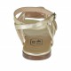 Woman's strap sandal in platinum laminated leather heel 1 - Available sizes:  32