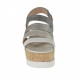 Sandale pour femmes avec elastique en cuir lamé argent et gris et cuir blanc talon compensé 5 - Pointures disponibles:  42