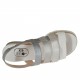 Sandalo da donna con elastico in pelle laminata argento e grigia e pelle bianca zeppa 5 - Misure disponibili: 42