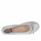 Ballerinaschuh mit runder Spitze und Schleife für Damen aus laminiertem silberfarbenem gedrucktem Wildleder Absatz 1 - Verfügbare Größen:  33