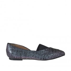 Hochgeschlossene Damenschuhe aus buntem holographisch-gedrucktem Leder und schwarzem elastischem Stoff Absatz 1 - Verfügbare Größen:  32, 33