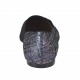 Scarpa accollata da donna in pelle stampata olografica multicolor e tessuto elasticizzato nero tacco 1 - Misure disponibili: 32, 33