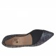 Zapato cerrado para mujer en piel imprimida holográfica multicolor y tejido elastico negro tacon 1 - Tallas disponibles:  32, 33