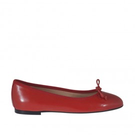 Ballerina da donna con fiocco in pelle rossa tacco 1 - Misure disponibili: 32