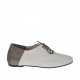 Zapato con cordones para mujer en gamuza blanca y gris con talon plegable tacon 1 - Tallas disponibles:  43