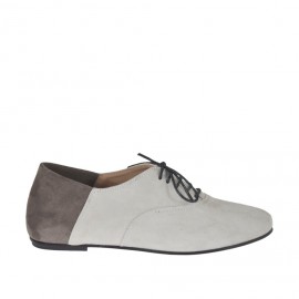 Chaussure à lacets pour femmes en daim blanc et gris avec talon pliable talon 1 - Pointures disponibles:  43