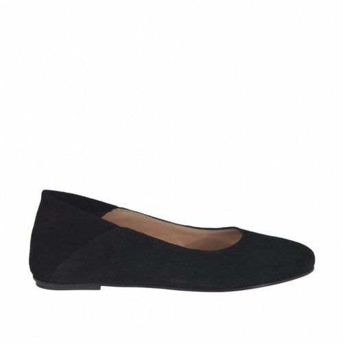 Ballerina da donna in camoscio nero con tallone pieghevole tacco 1 - Misure disponibili: 32, 33