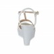 Sandalia para mujer en charol blanco y tejido laminado plateado con cinturon salomé, plataforma y cuña 8 - Tallas disponibles:  42, 43