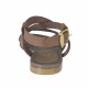 Woman's sandal with crossed straps in taupe leather heel 1 - Available sizes:  32