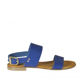 Woman's sandal in blue leather heel 1 - Available sizes:  32