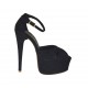 Scarpa aperta da donna con cinturino e plateau in camoscio nero tacco 13 - Misure disponibili: 31