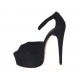 Scarpa aperta da donna con cinturino e plateau in camoscio nero tacco 13 - Misure disponibili: 31
