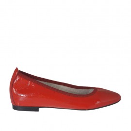 Ballerine pour femmes à bout pointu en cuir verni rouge talon 1 - Pointures disponibles:  33