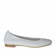 Woman's ballerina shoe with rounded tip in white leather heel 1 - Available sizes:  33