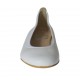 Ballerine pour femmes à bout arrondi en cuir blanc talon 1 - Pointures disponibles:  33