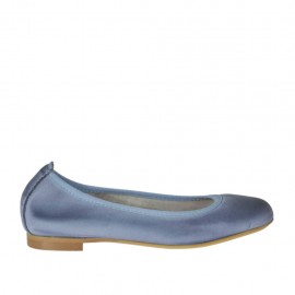 Woman's ballerina shoe with rounded tip in air force blue leather heel 1 - Available sizes:  32